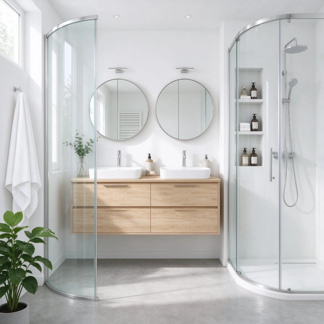 Domsung Anti-Reflection Tempered Bathroom Glass, Low Reflection Shower Partition Glass, High Clarity Custom Deep Processing