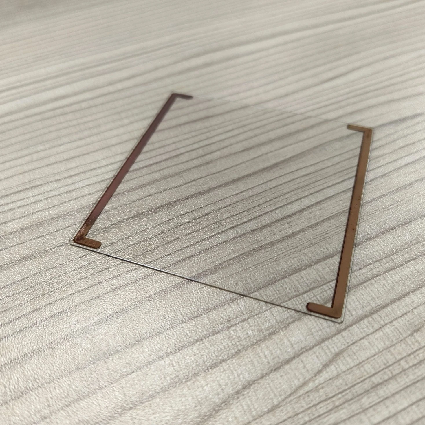 New Design 0.5mm 1.1mm, 2.0mm ITO Glass with Cooper Foil Bus Bar for Heated Glass