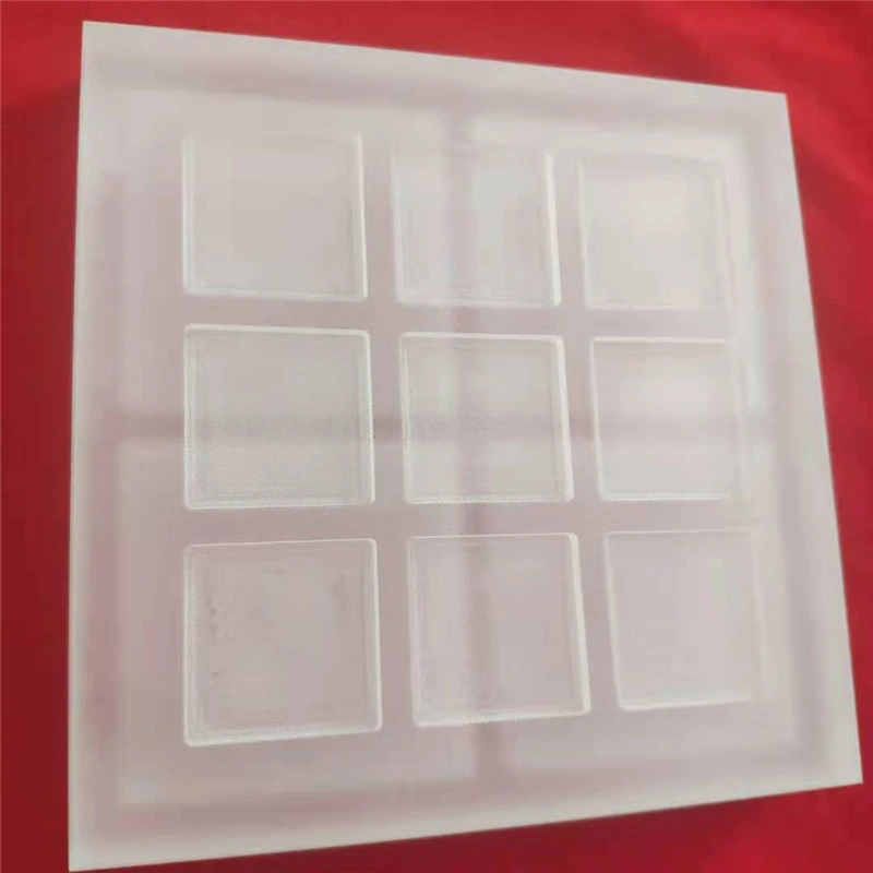 Square Drouble Side Laser Grooving Frosty Quartz Glass Plate