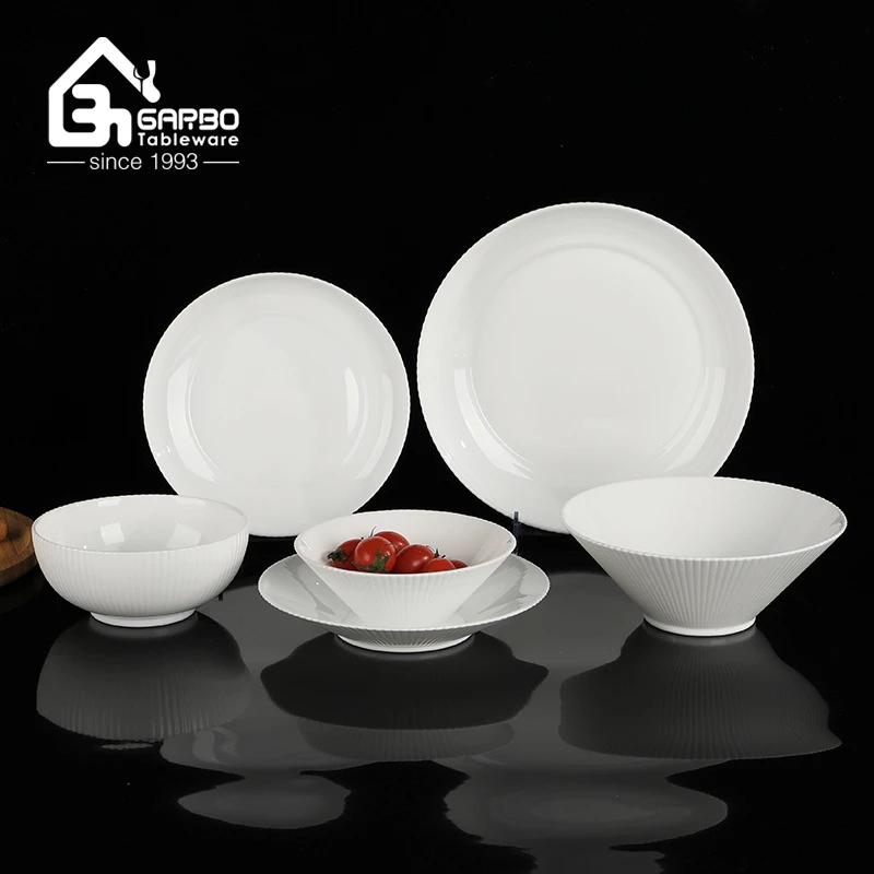 Stripe Pattern 8 Inch Glass Plate for Dinner Salad Fruit