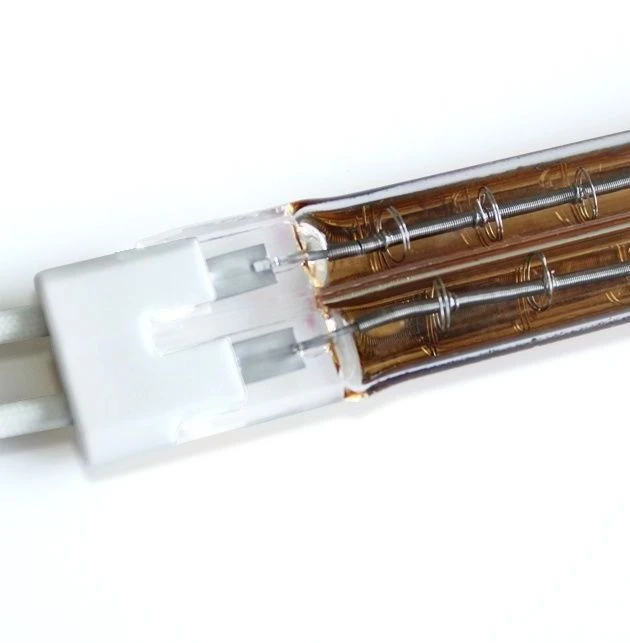 Twin Quartz IR Emitter Gold Plated Short Wave Halogen Tungsten Lamp