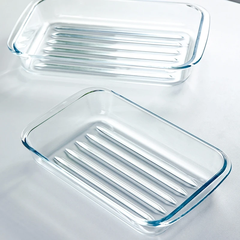 Wholesale Tableware Glass Baking Plate Borosilicate Glas Cookware Rectangular Transparent Glass Baking Pan